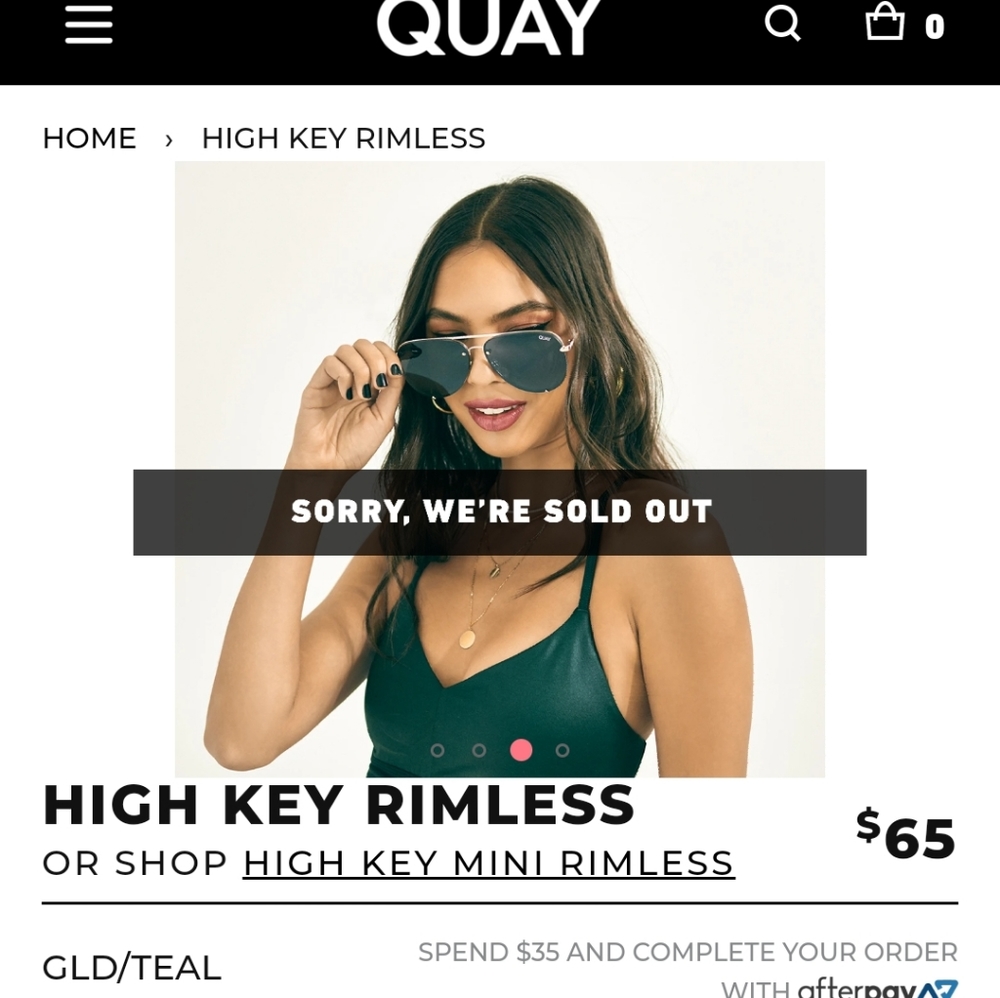 NWT Quay High Key Rimless Sunnies